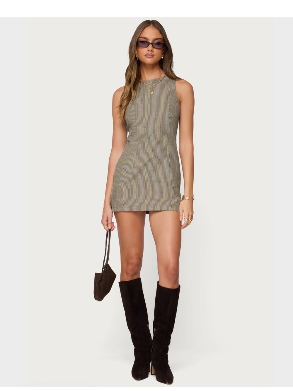 Edikted Olive Ribbed Sleeveless Romper